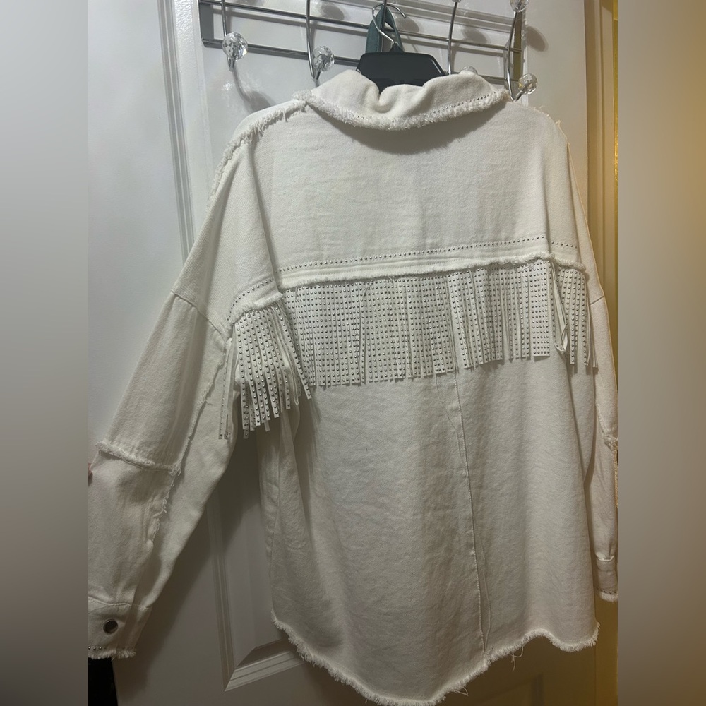 White Rhinestone Jean Jacket